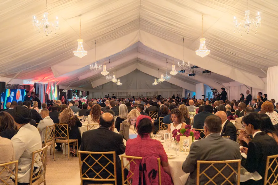 The gala dinner in the marquee