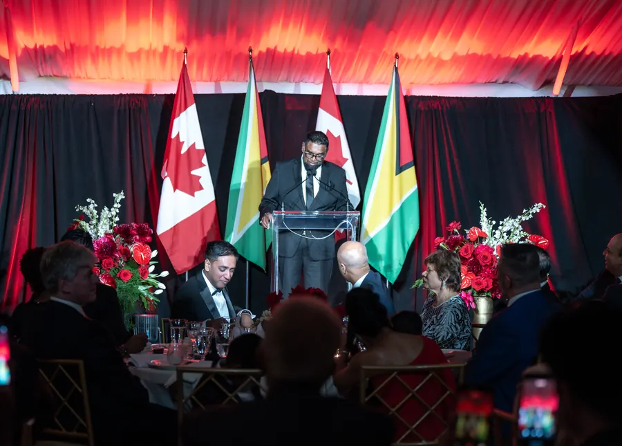 H.E. Dr. Mohamed Irfaan Ali, President of Guyana, addresses the gala